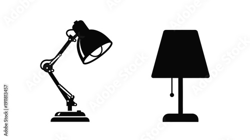 Two lamps one detailed and one in black silhouette