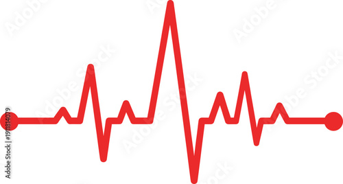 Red heartbeat ECG waveform symbol representing medical pulse monitoring line vector illustration isolated