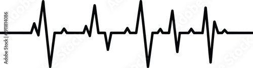 Black ECG heartbeat waveform representing heart pulse monitoring medical line art vector illustration