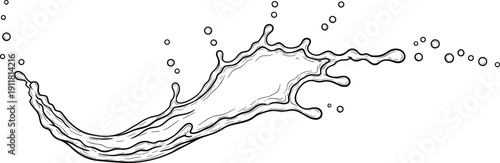 Water splash wave illustration with liquid motion and droplets line art vector designWater splash wave illustration with liquid motion and droplets line art vector design