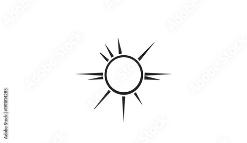 Simple Sun Icon Black Outline Minimalist Design