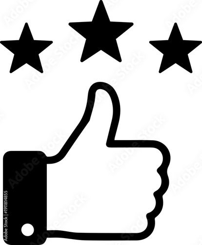 Thumbs up with three stars rating symbol