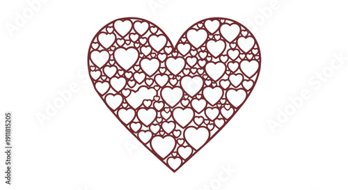 Intricate red heart design with smaller hearts