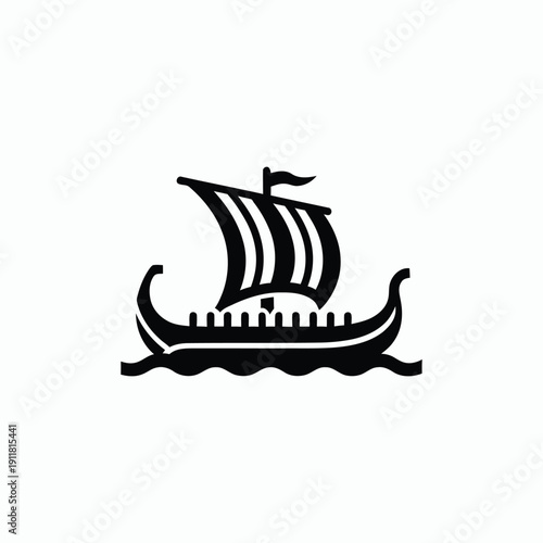 Ancient Viking Ship Sailing on Calm Waters Illustration
