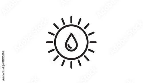 Sun and Water Drop Icon, Weather Symbol, Climate Concept, Stock Media