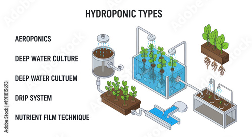 Different Hydroponic Systems for Plant Cultivation.