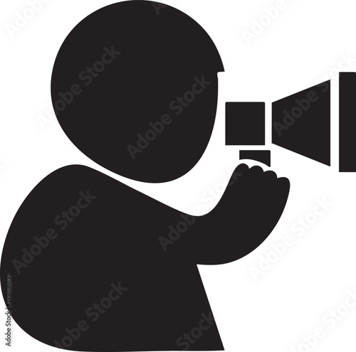 Person holding camera icon, photography symbol for media content creation interface design vector illustration concept