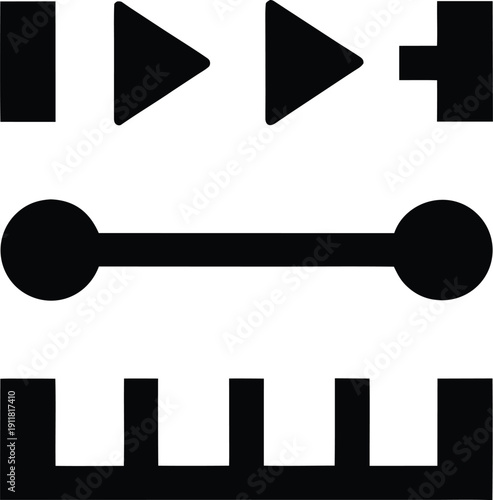 video editing timeline silhouette vector illustration on transparent background