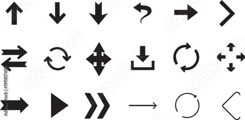 Minimalist arrow set vector illustration for navigation, direction, and user interface design.