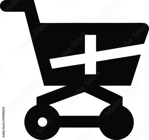 shopping cart for pedestrian zones silhouette line art vector illustration on transparent background