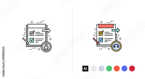 Compliance audit checklist icon. Regulatory approval