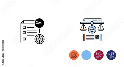 Compliance and Regulation Icon Set, Law and Order