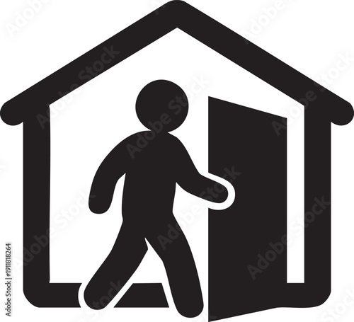 Family inside house protection icon, home safety insurance security symbol interface vector illustration design concept