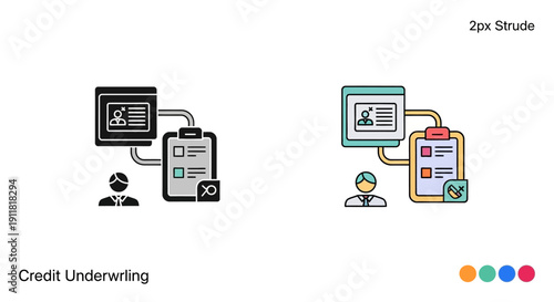 Credit Underwriting Icon, Loan Approval Process