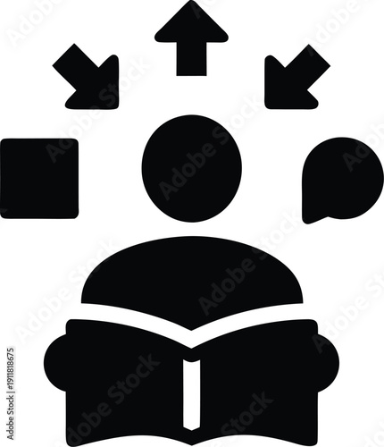 reader behavior analysis silhouette vector illustration on transparent background