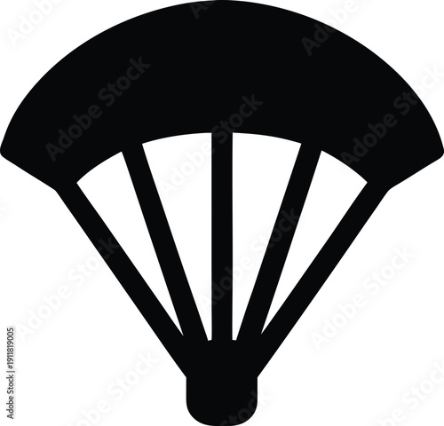 paraglider silhouette line art vector illustration on transparent background