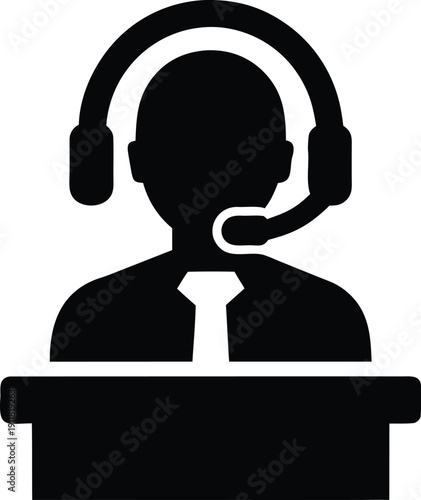 news anchor silhouette vector illustration on transparent background