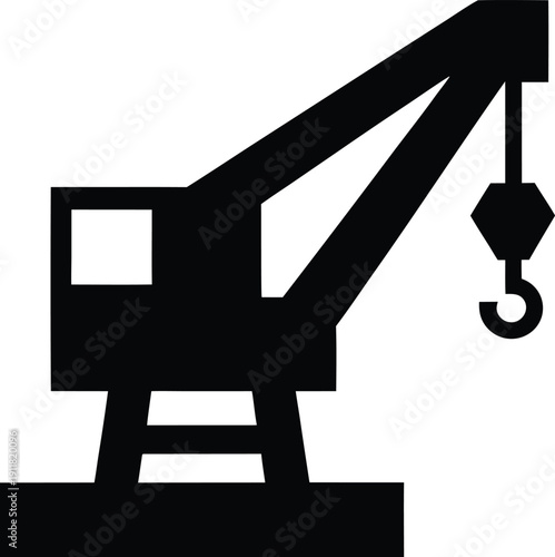harbor crane silhouette line art vector illustration on transparent background