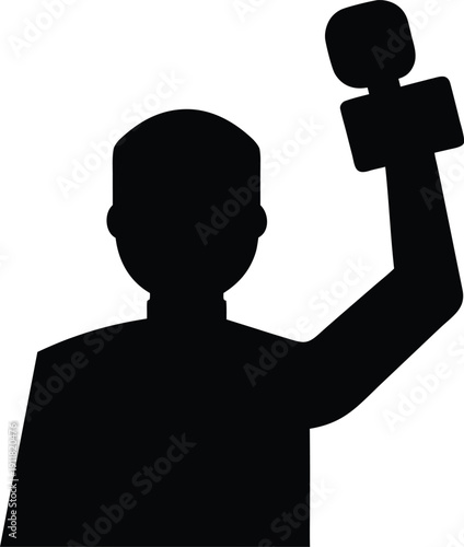 field reporter with mic silhouette vector illustration on transparent background