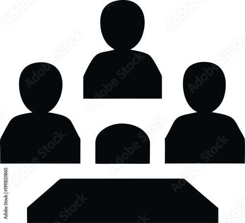 editorial board meeting silhouette vector illustration on transparent background