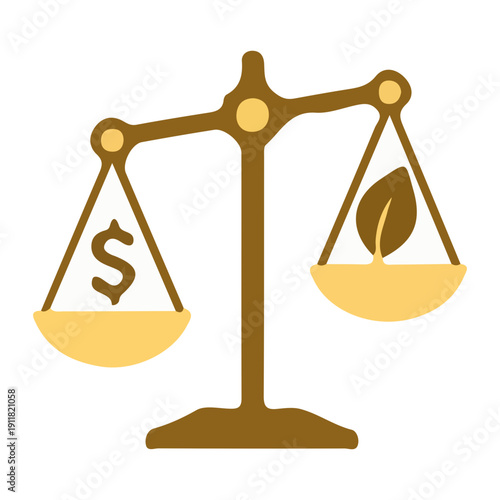Money versus nature balance scale