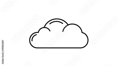 Simple line icon of a cloud with a hidden sun peeking out, representing a partly cloudy weather forecast or a peaceful sky scene element.