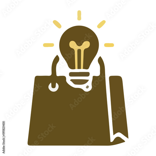 Smart shopping bag idea icon