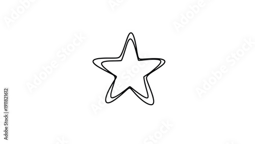 Simple hand-drawn star outline with overlapping strokes provides a rustic and sketchy look for casual graphic design projects or doodles.