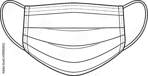 Surgical Medical Face Mask Line Art Illustration