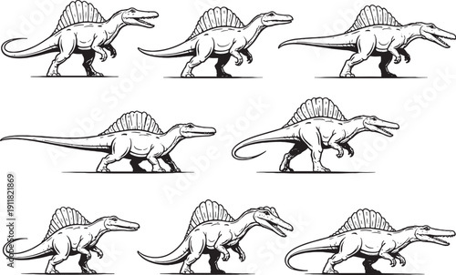 Spinosaurus Dinosaur Line Art Bundle