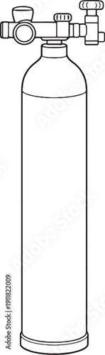 Portable Medical Oxygen Cylinder Line Art Illustration