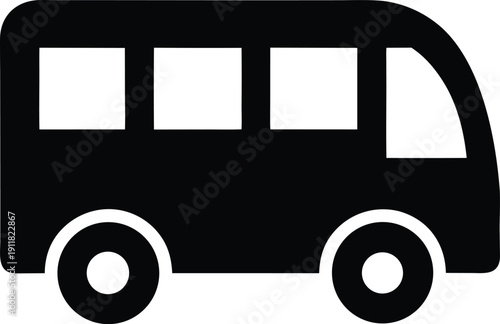 airport shuttle bus silhouette line art vector illustration on transparent background