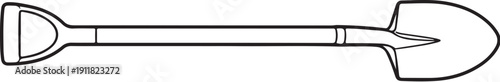 Construction Shovel Line Art Illustration (Round-Point)