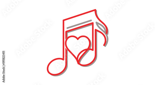 Red musical note with heart symbol