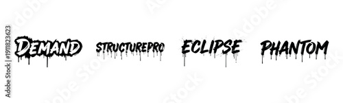 Graffiti style text logos for demand, structurepro, eclipse, and phantom
