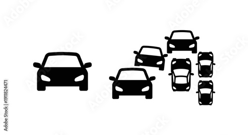 Vector illustration of a charming noir style car icon driving on the road in a simple and playful design