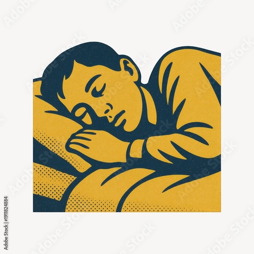 Retro sleeping person illustration