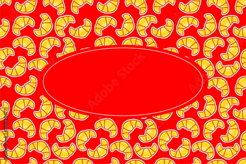 Croissant pattern frame background. Seamless croissant bread pattern frame. Croissant  pattern frame vector. Fast food croissant frame design.