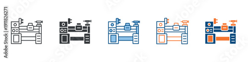 Lathe Machine Icon Set Multiple Style Collection