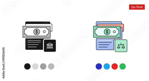 Financial regulation and legal compliance icon