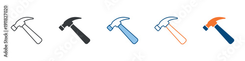 Hammer Icon Set Multiple Style Collection