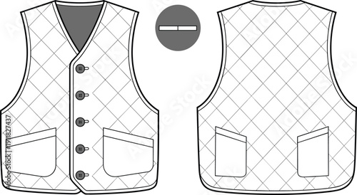 White quilted vest with buttons and pockets 1