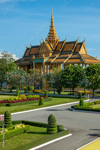 Phnom Penh, Cambodia, 6th January 2026 - The Royal Palace.  The moonlight pavilion with immaculately tended gardens in foreground