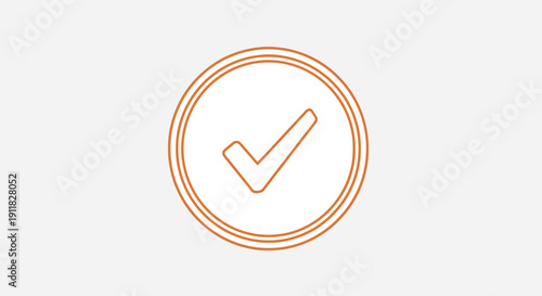 Orange check mark inside a circular outline on a light grey background.