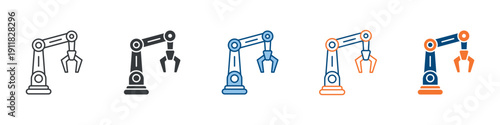 Robotic Arm Icon Set Multiple Style Collection