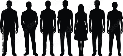 silhouette of a man in a row