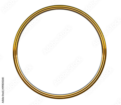 Gold luxury circle symbol frame on png transparent background.