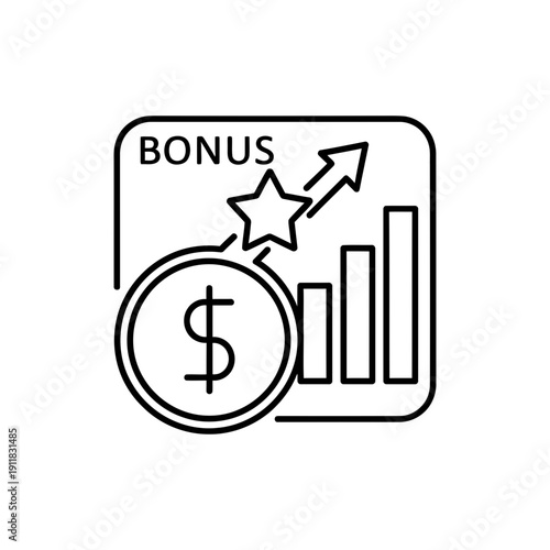Bonus scheme simple outline line icon on white background