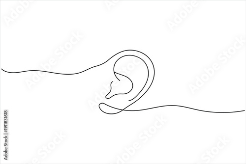 Continuous line ear illustration for listening concept