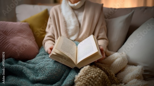 Cozy reading on couch